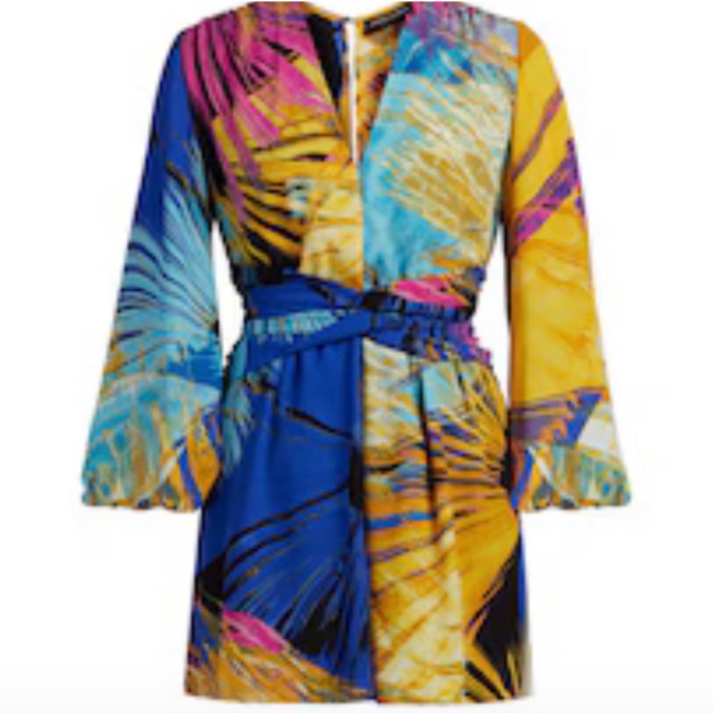 New York & Company Multicolor Tropical Romper